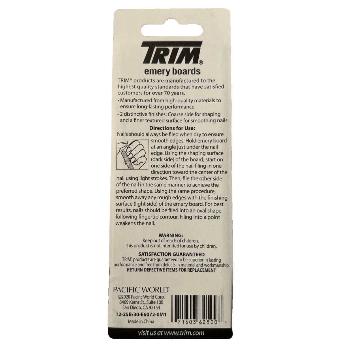 Trim Emery Boards Standard Length Nail Care 1Oz (Pack of 144)