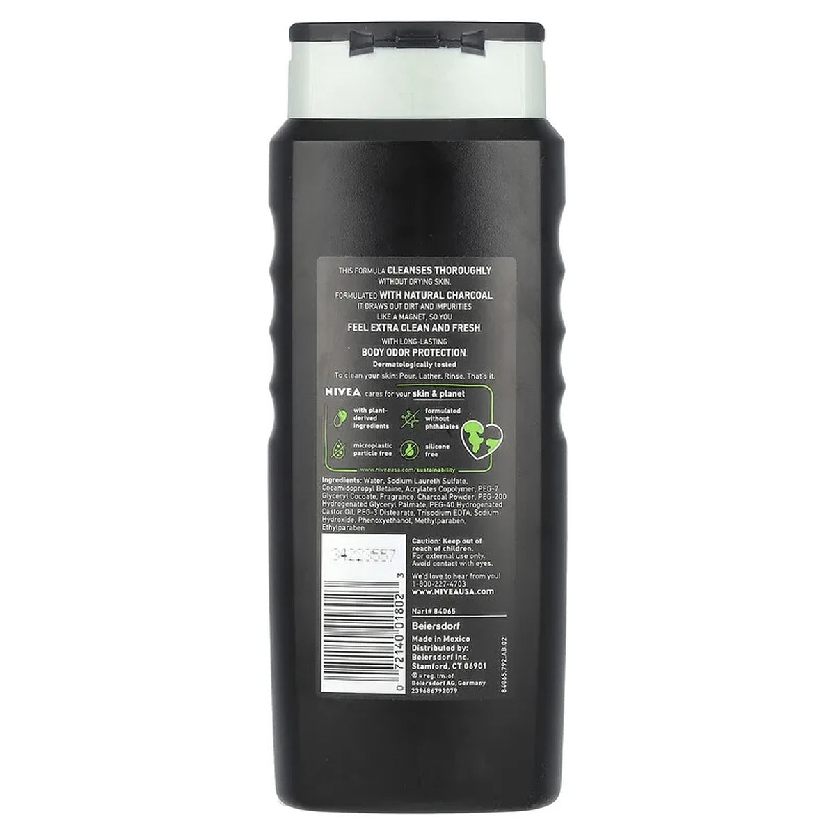 Nivea Men Deep Cleansing Charcoal Body Wash Active Clean 16.9Oz (Pack of 12)