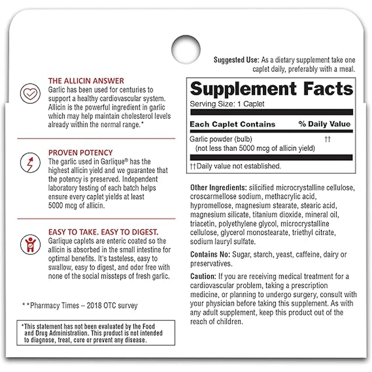 Garlique Supplement Caplets by Garlique 0.8oz (Pack of 24)
