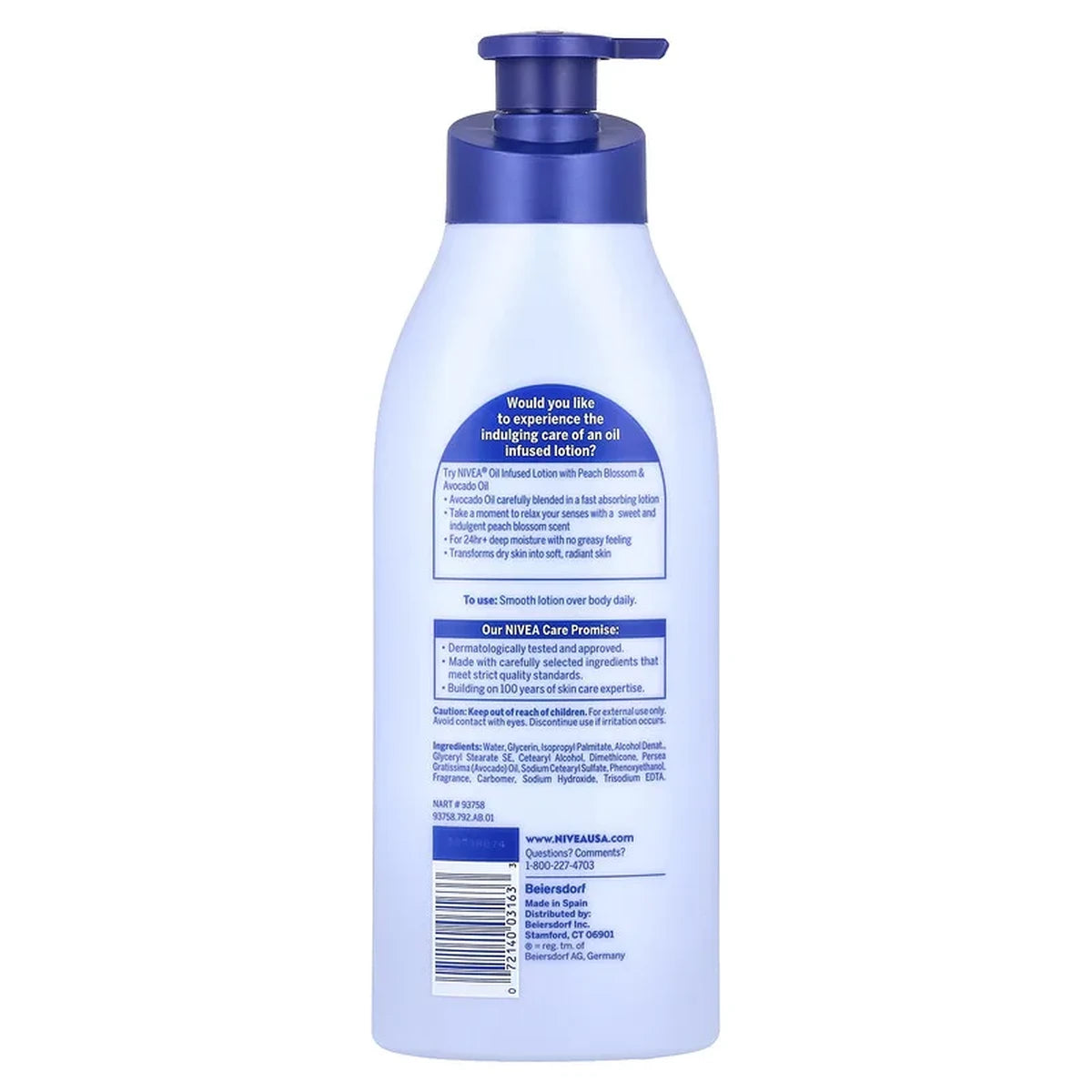 Nivea Oil Infused Peach Blossom and Avocado Oil Body Lotion 16.9Oz (Pack of 12)