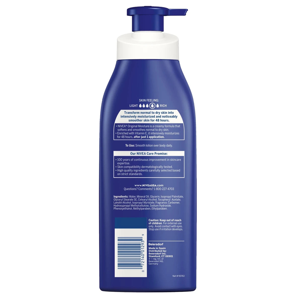 Nivea Original Moisture Body Lotion For Normal To Dry Skin 16.9Oz (Pack of 12)