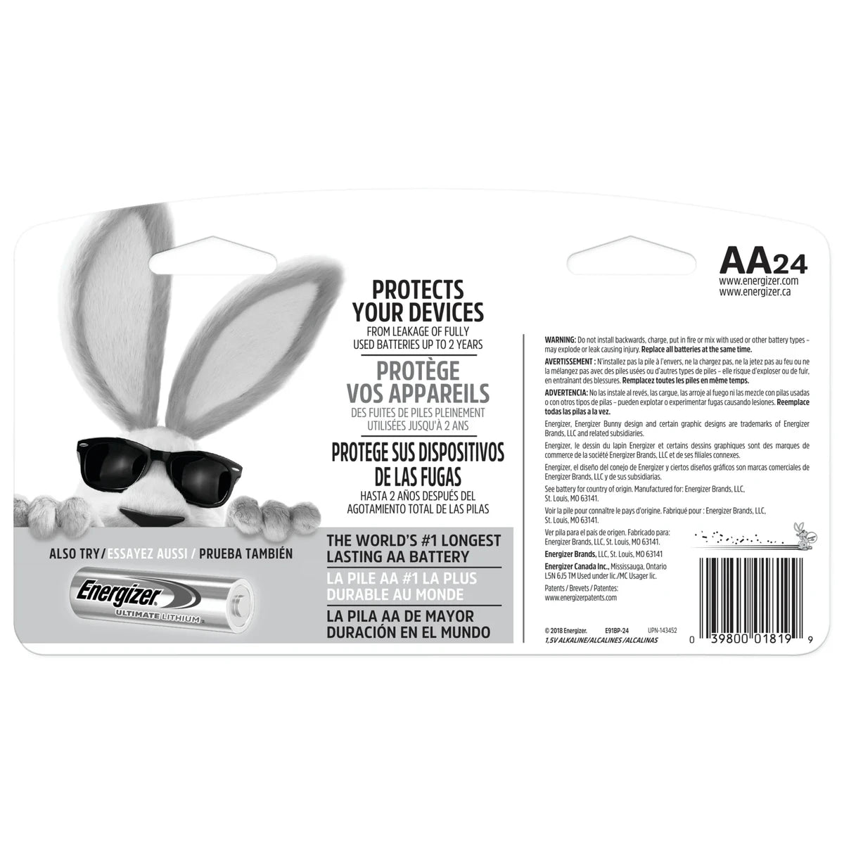 Energizer Max Alkaline 50% Long Lasting AA Battery 10Oz (Pack of 12)