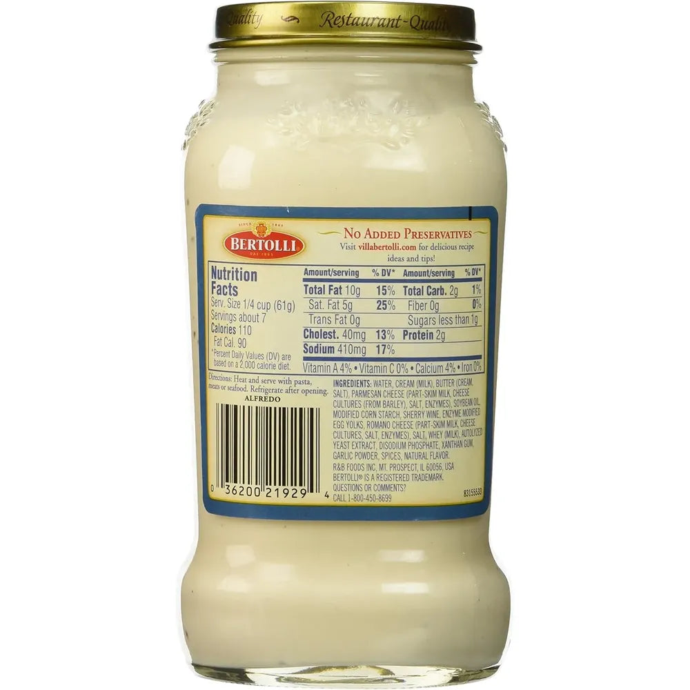 Bertolli Alfredo Sauce 15 oz with Aged Parmesan Cheese Regular (Pack of 12)