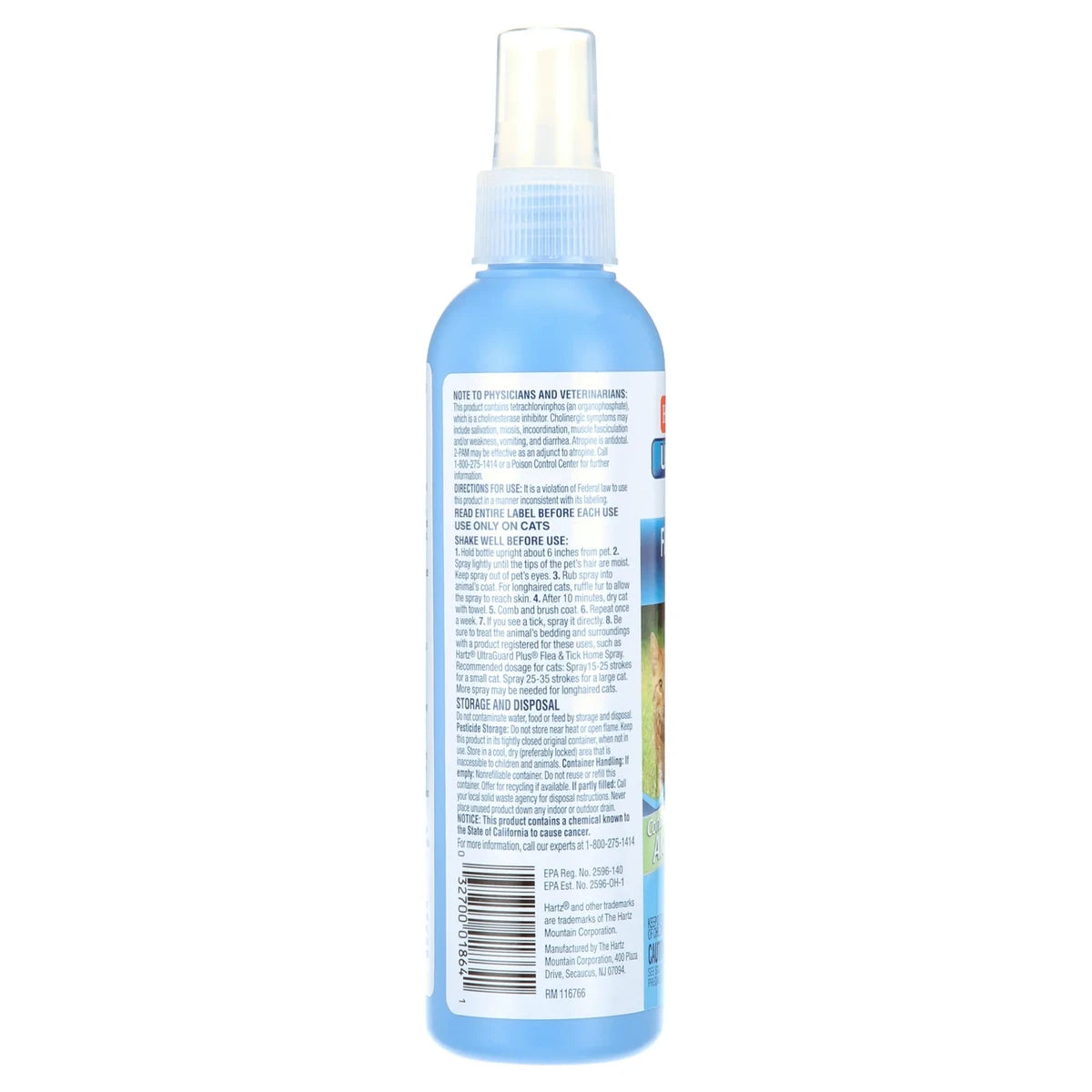 Hartz UltraGuard Plus Flea And Tick Spray for Cats 8Oz (Pack of 12)