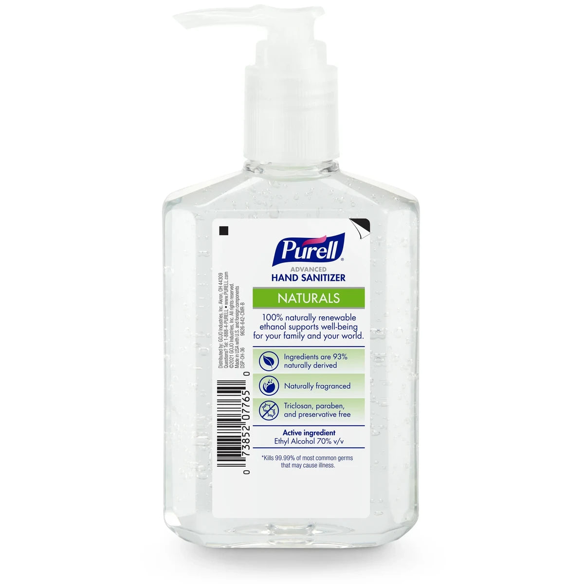 Purell Advanced Hand Sanitizer Naturals 8Oz (Pack of 12)