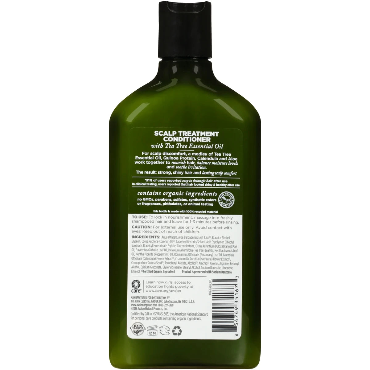 Avalon Organics Scalp Treatment Tea Tree Hair Conditioner 11Oz (Pack of 6)