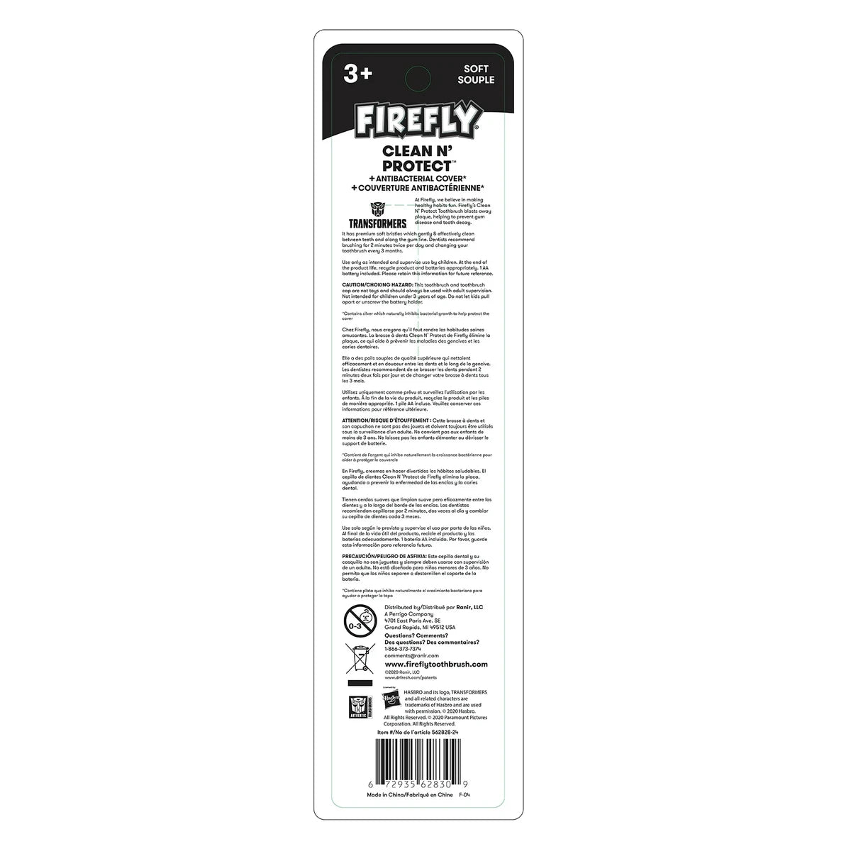 Firefly Clean n Protect Battery Powered Toothbrush Transformer Soft 2.4Oz (Pack of 24)