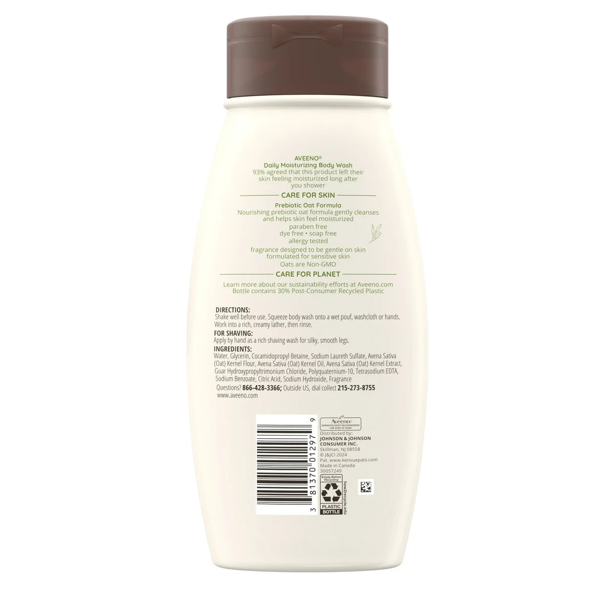 Aveeno Daily Moisturizing Body Wash 18Oz (Pack of 12)