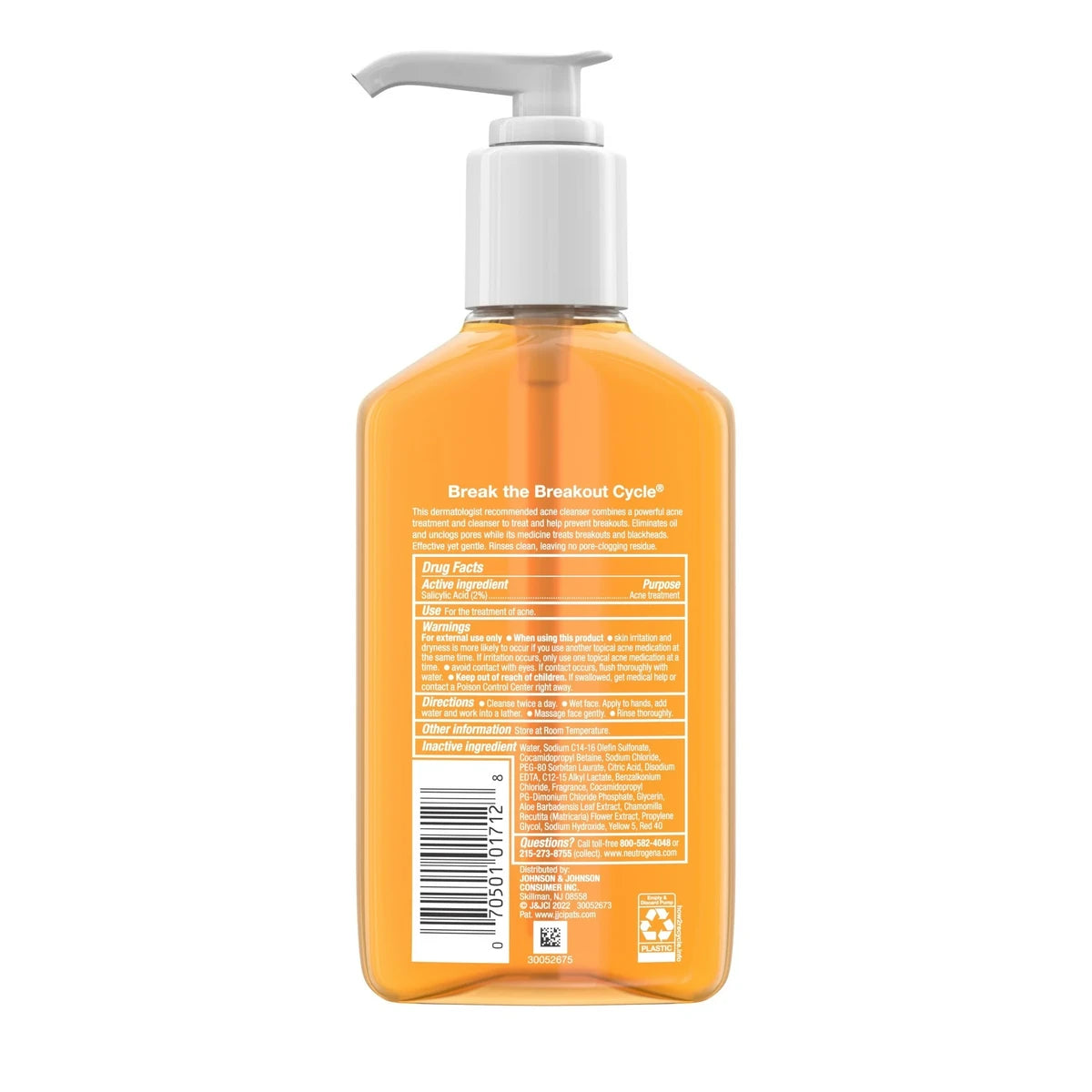 Neutrogena Oil-Free Acne Wash Cleanser Pump Salicylic Acid Acne Treatment 9.1Oz (Pack of 12)