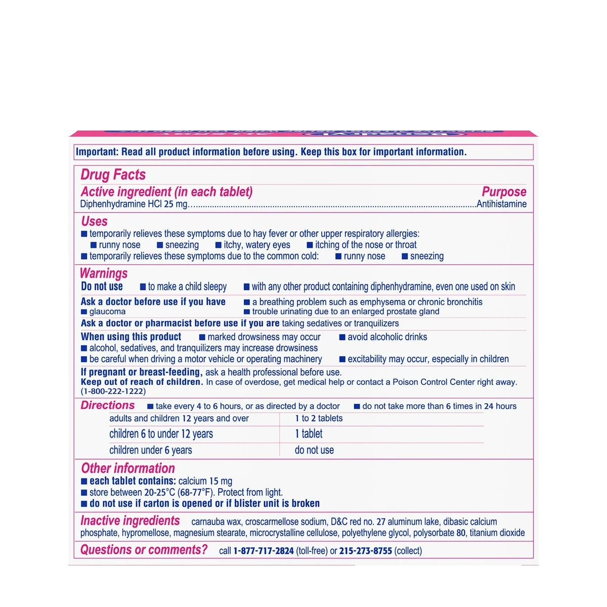 Benadryl Allergy Relief Ultratab Tablets 0.63Oz (Pack Of 24)