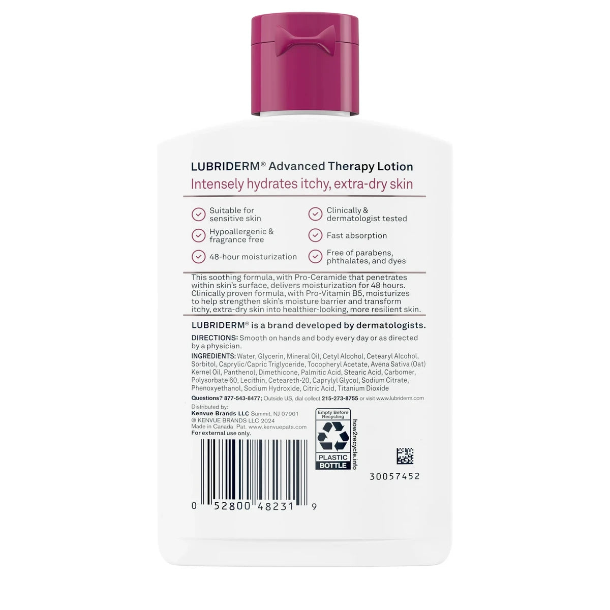 Lubriderm Advanced Therapy Moisturizing Lotion Extra Dry Skin 6Oz (Pack of 12)