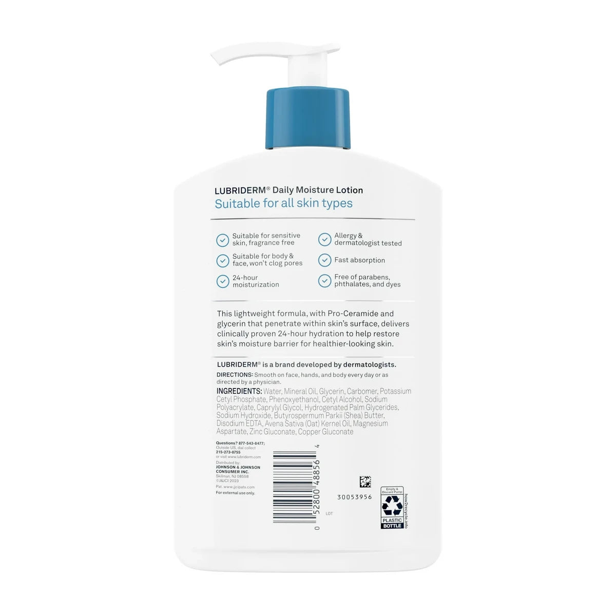 Lubriderm Daily Moisture Lotion For Normal To Dry Skin Fragrance Free 16Oz (Pack of 12)