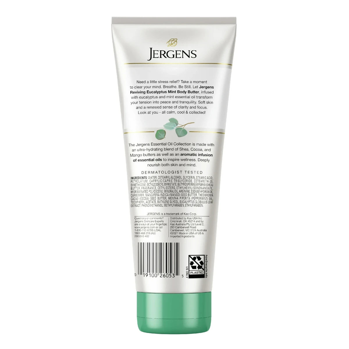 Jergens Hand and Body Lotion Revitalizing Eucalyptus Mint Body Butter 7Oz (Pack of 5)