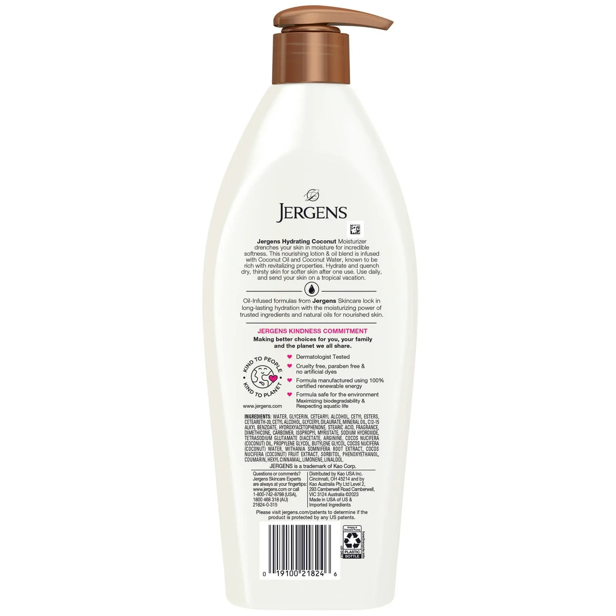 Jergens Hydrating Dry-skin Lotion Coconut 16.8Oz (Pack of 6)