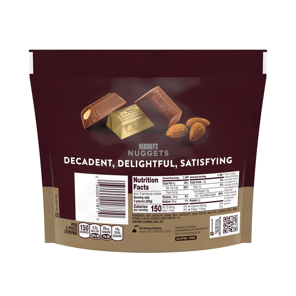 Hersheys Nuggets Milk Chocolate With Almonds 10.1Oz (Pack of 8)