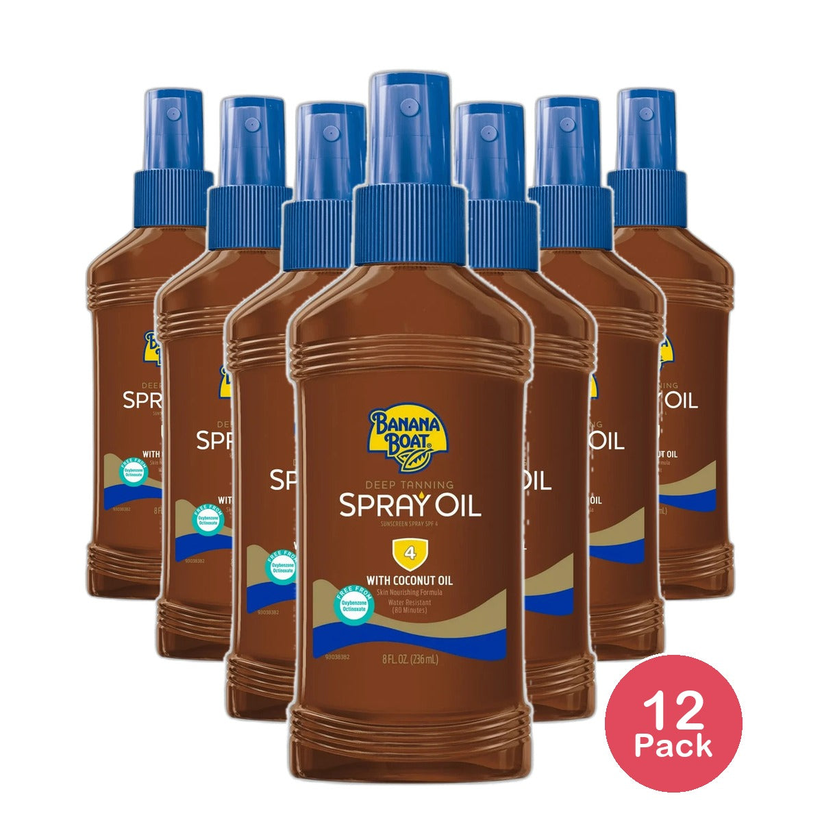 Banana Boat Deep Tanning Oil Sunscreen Pump Spray SPF 4 8Oz (Pack of 12)