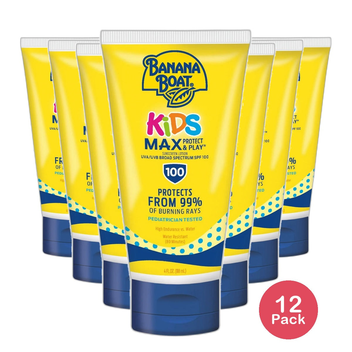 Banana Boat Kids Max Protect & Play Sunscreen Lotion SPF 100 4Oz (Pack of 12)