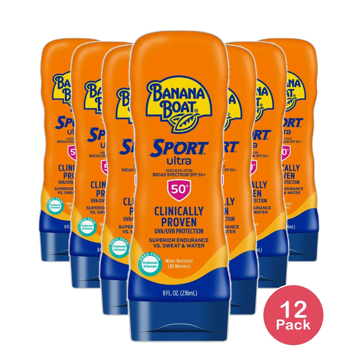 Banana Boat New Ultra Sport Sunscreen Lotion Spf 50 Plus 8Oz (Pack of 12)