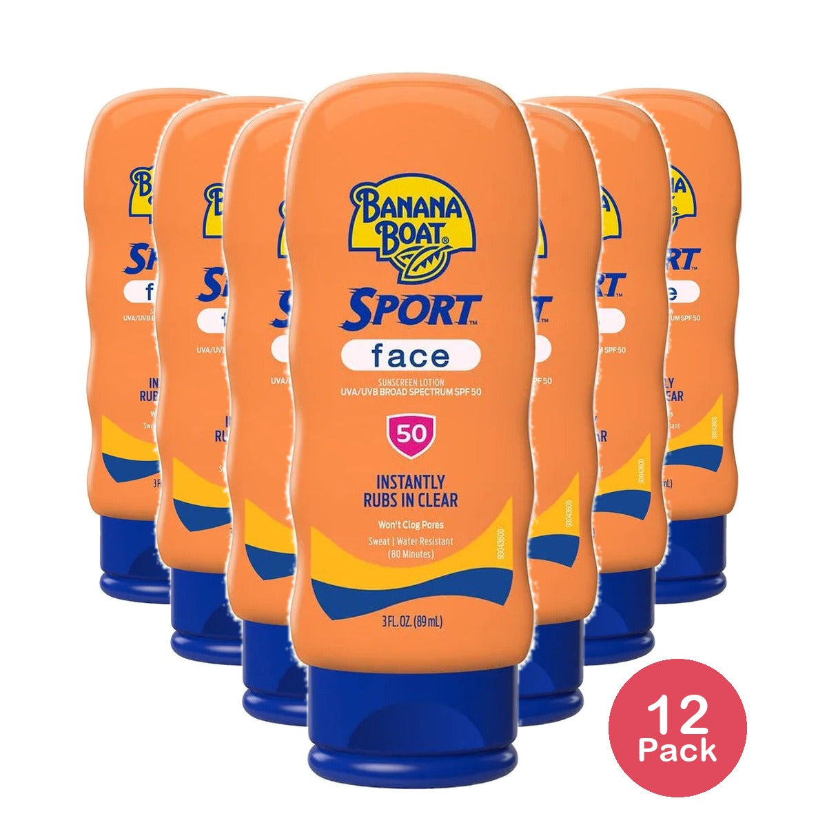 Banana Boat Sport Face Lotion SPF 50 3 Oz (Pack of 12)