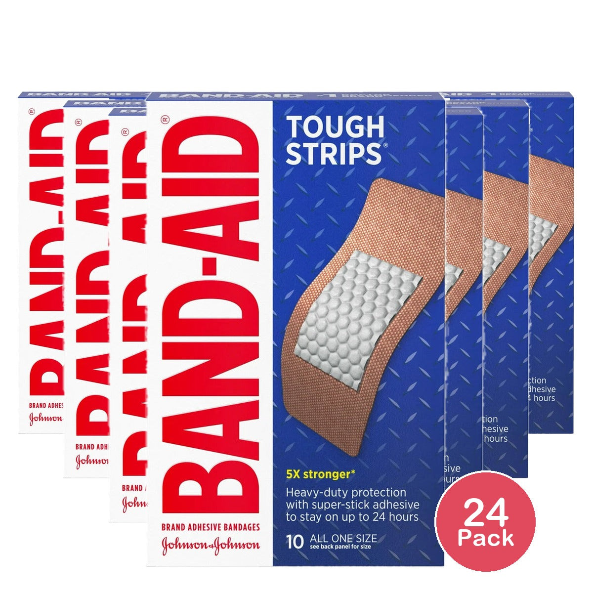 Band-Aid Brand Tough Strips Adhesive Wound Bandage Extra Large 10 Ct (Pack of 24)