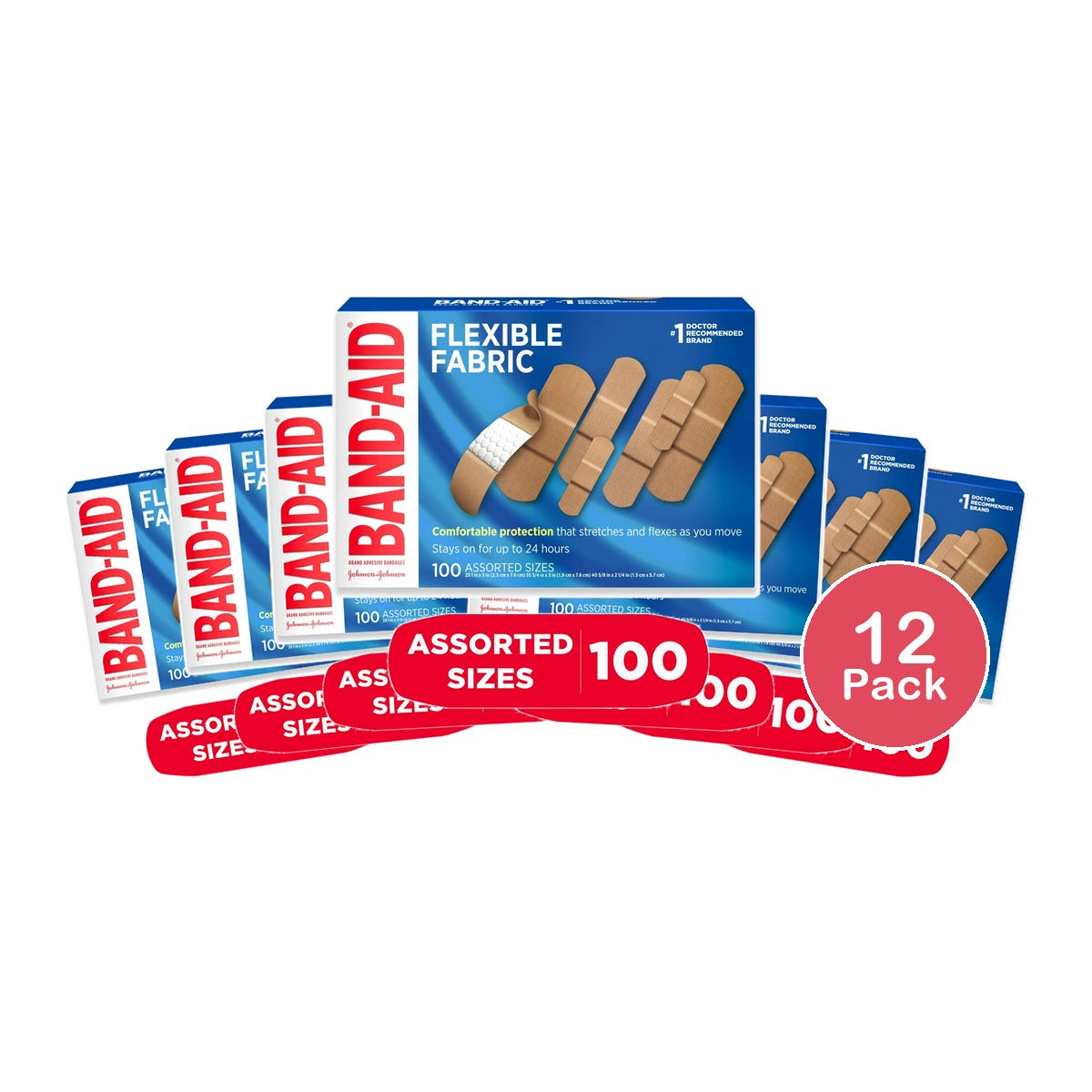 Band-Aid Flexible Fabric Bandages (Pack of 12)