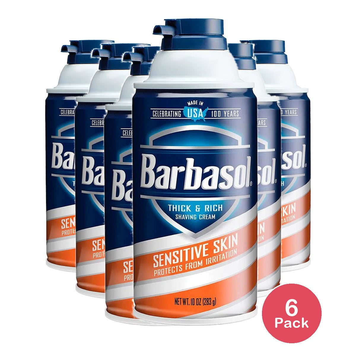 Barbasol Sensitive Skin Shaving Cream 10 Oz (Pack of 6)