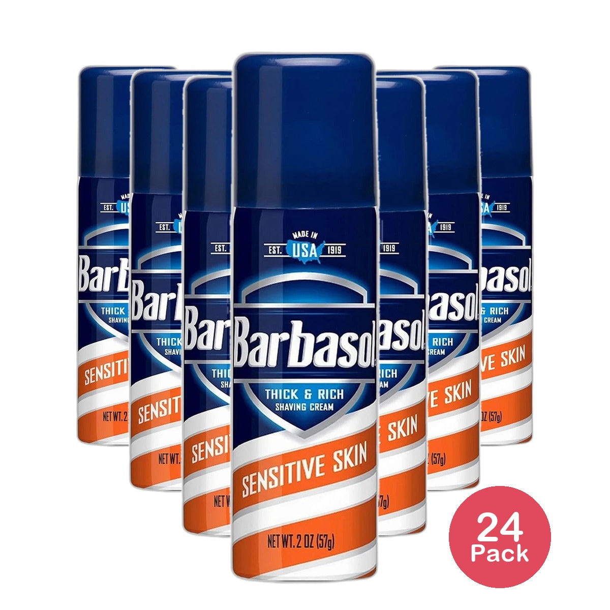 Barbasol Shave Cream Sensitive Skin Travel Size 2Oz (Pack of 24)