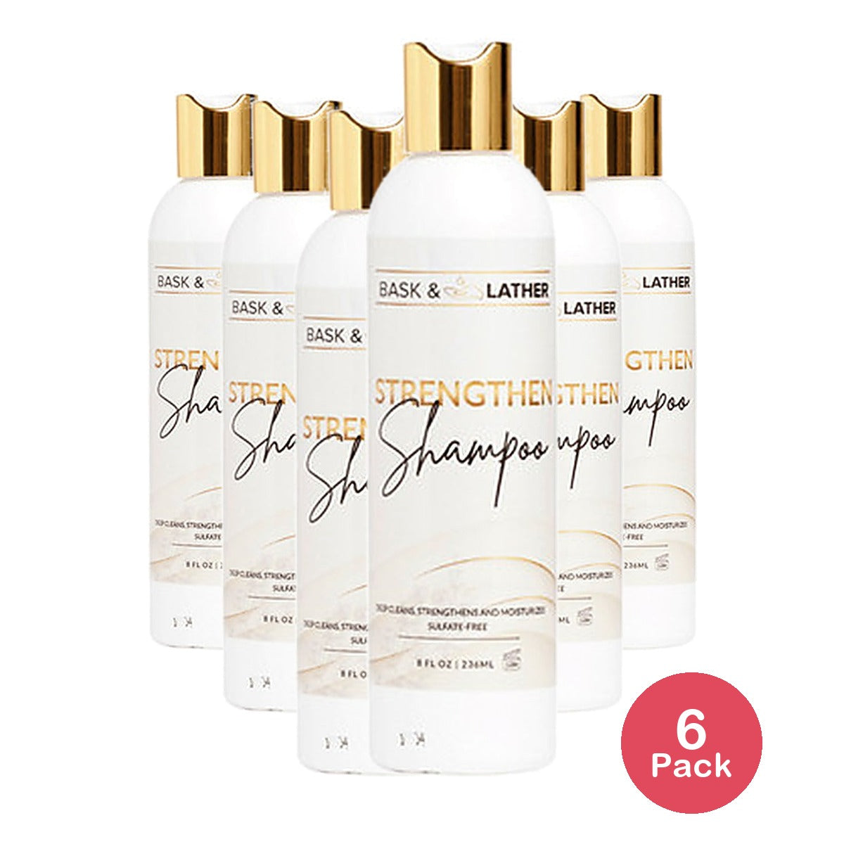 Bask & Lather Strength Shampoo 8 Oz (Pack of 6)