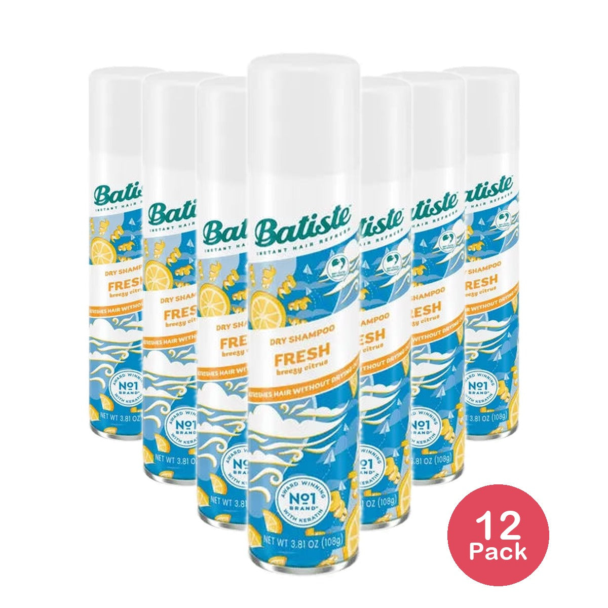 Batiste Dry Shampoo Fresh Breezy Citrus 3.81Oz (Pack of 12)