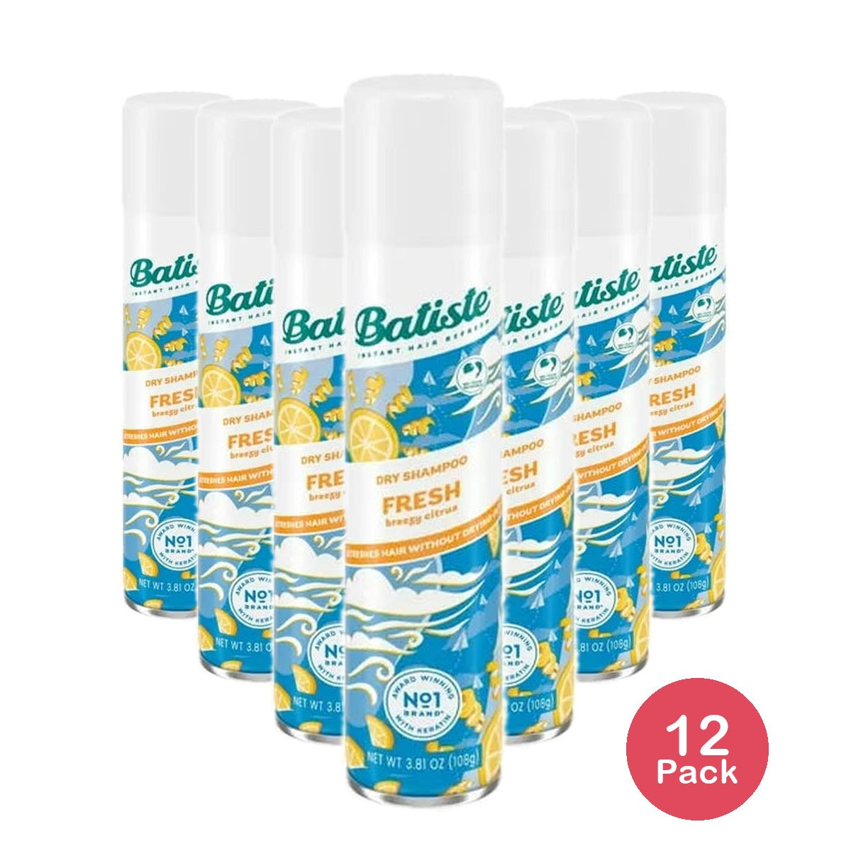 Batiste Fresh Dry Shampoo Breezy Citrus 3.81Oz (Pack of 12)