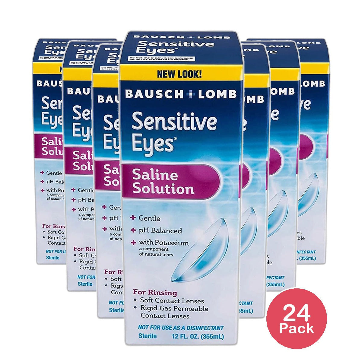 Bausch And Lomb Sensitive Eyes Plus Saline Solution 12Oz (Pack of 24)