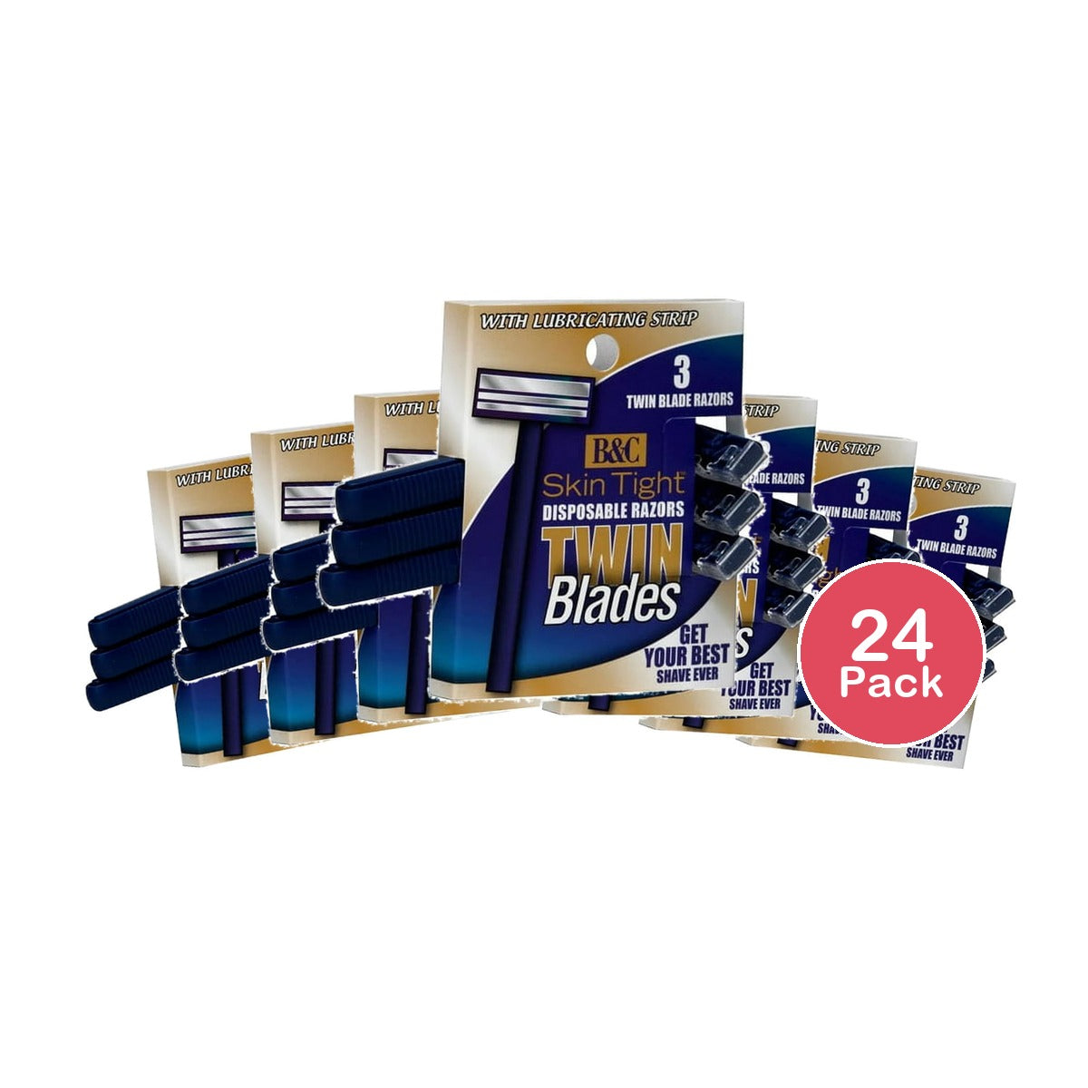 B&C Skin Tight Twin Blade Razor nan (Pack of 24)