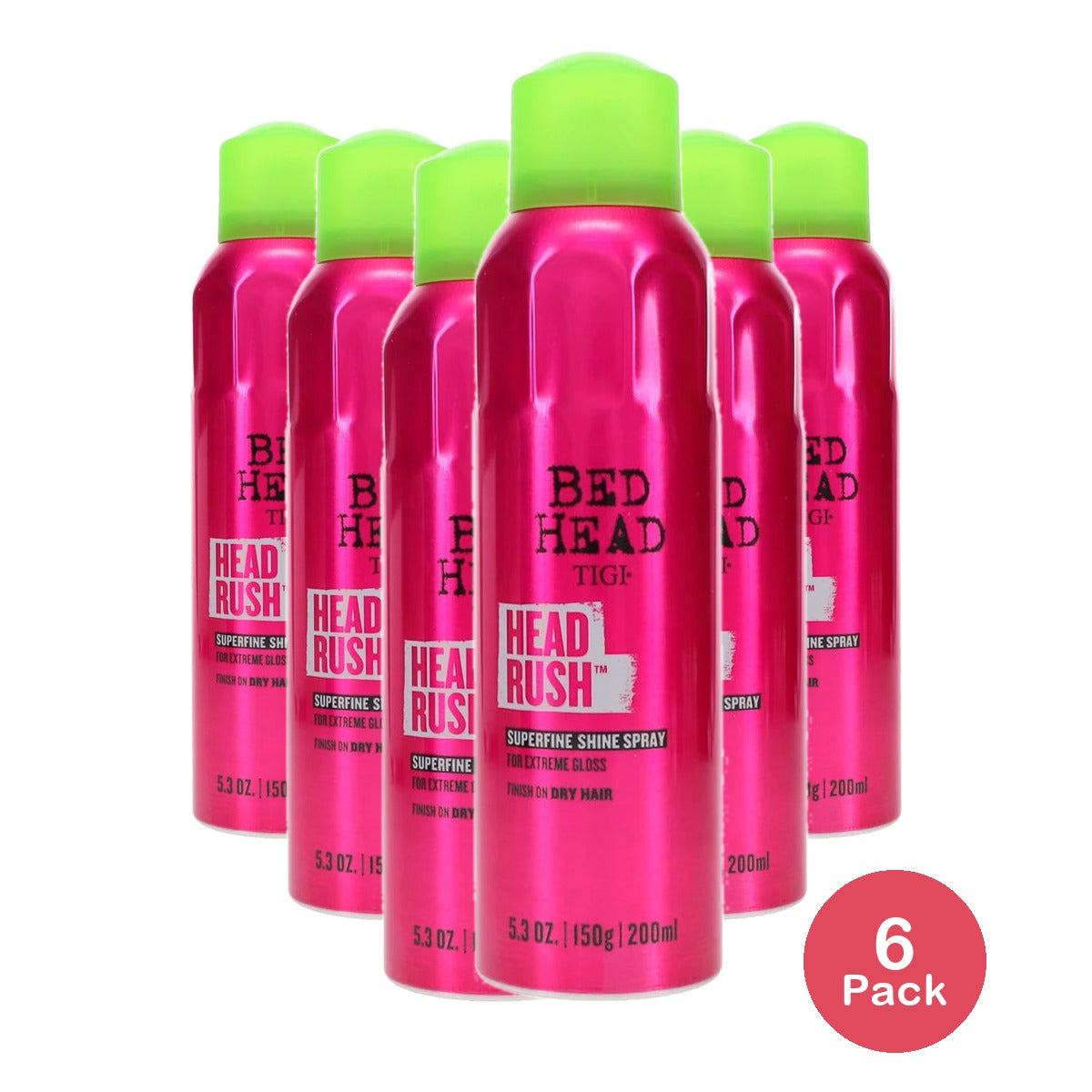 Bed Head by TIGI Headrush Shine Hair Spray for Smooth Shiny Hair 5.3 oz (Pack of 6)