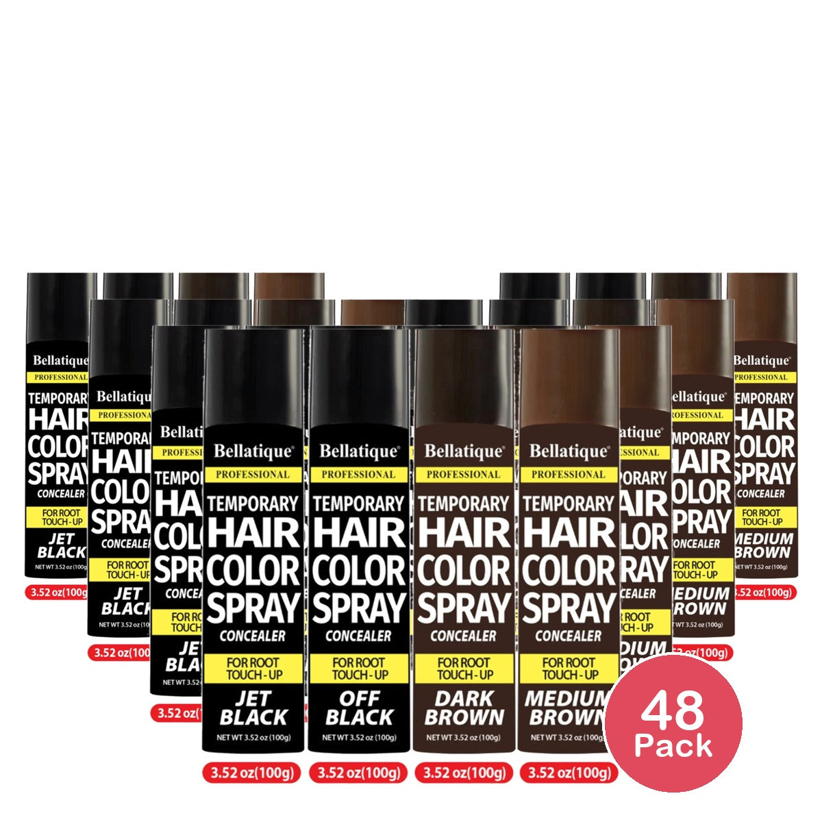 Bellatique Professional Temporary Hair Color Spray Dark Brown #2 (Pack of 48)