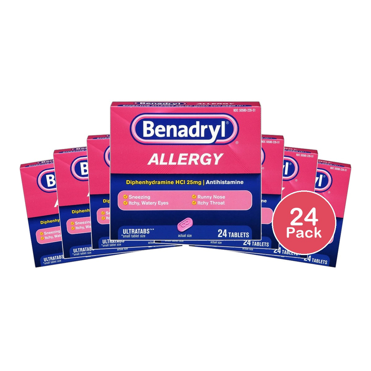 Benadryl Allergy Relief Ultratab Tablets 0.63Oz (Pack Of 24)