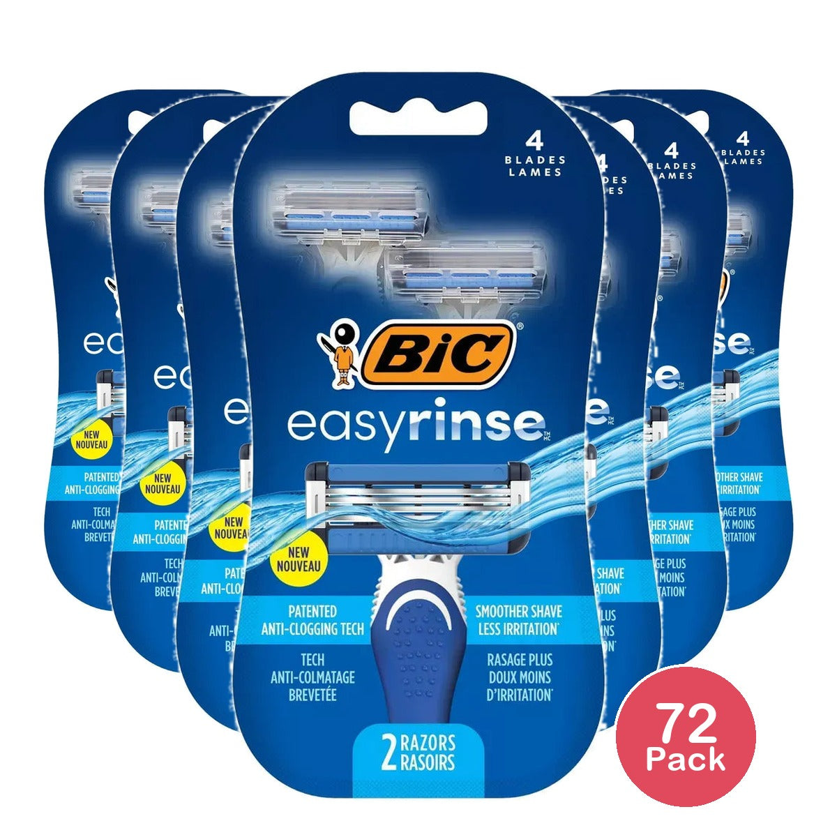 BIC EasyRinse Anti-Clogging Men's Disposable Razors with 4 Blades - 2 Ct 1.94oz