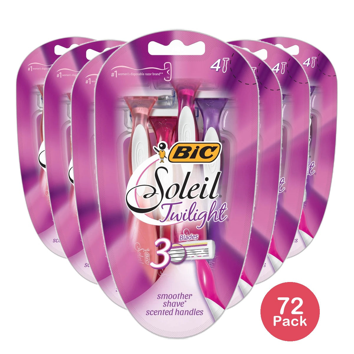Bic Soleil Sensitive Skin Triple Blade Shaver For Women Twilight 4Oz (Pack of 72)