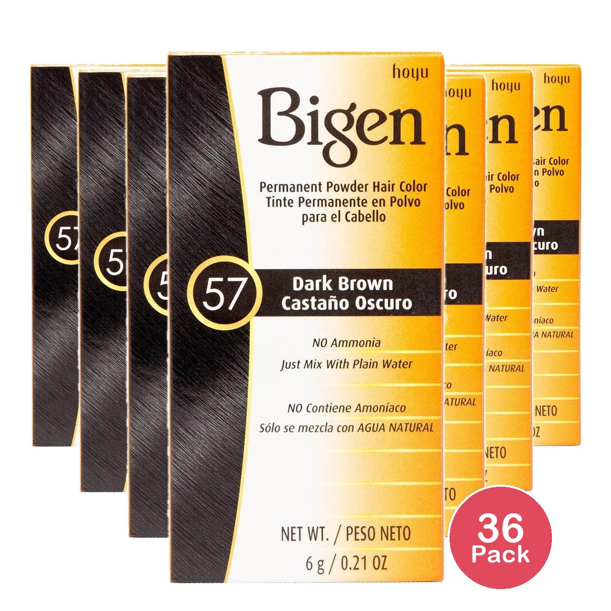 Bigen Permanent Powder Hair Color 57 Dark Brown .21 Oz (Pack of 36)