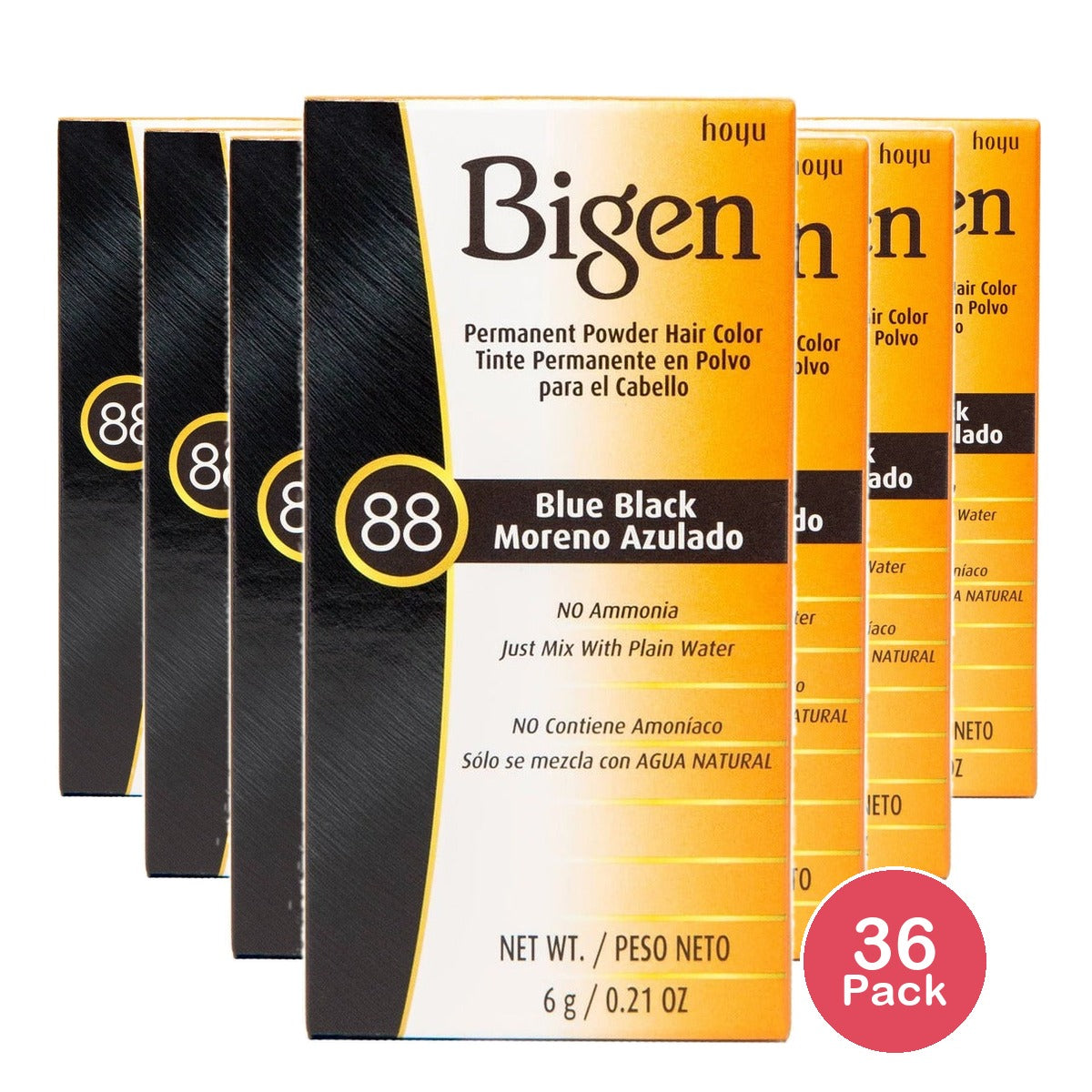 Bigen Permanent Powder Hair Color 88 Blue Black 0.21 Oz (Pack of 36)