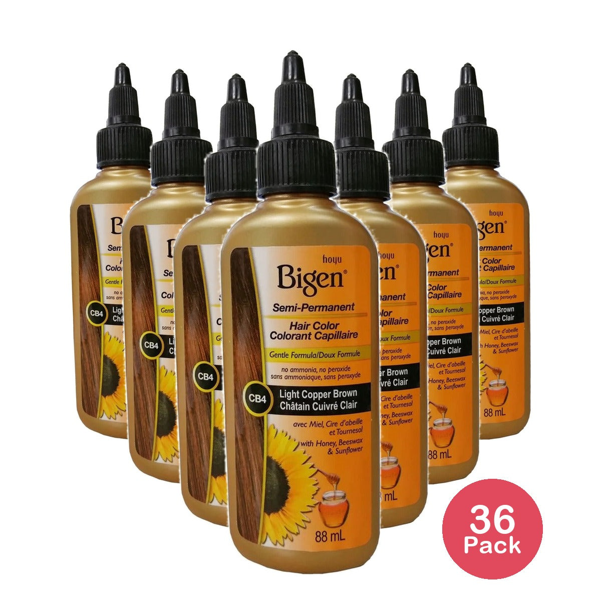 Bigen Semi-Permanent Hair Color #CB4 Light Copper Brown 3 Oz (Pack of 36)