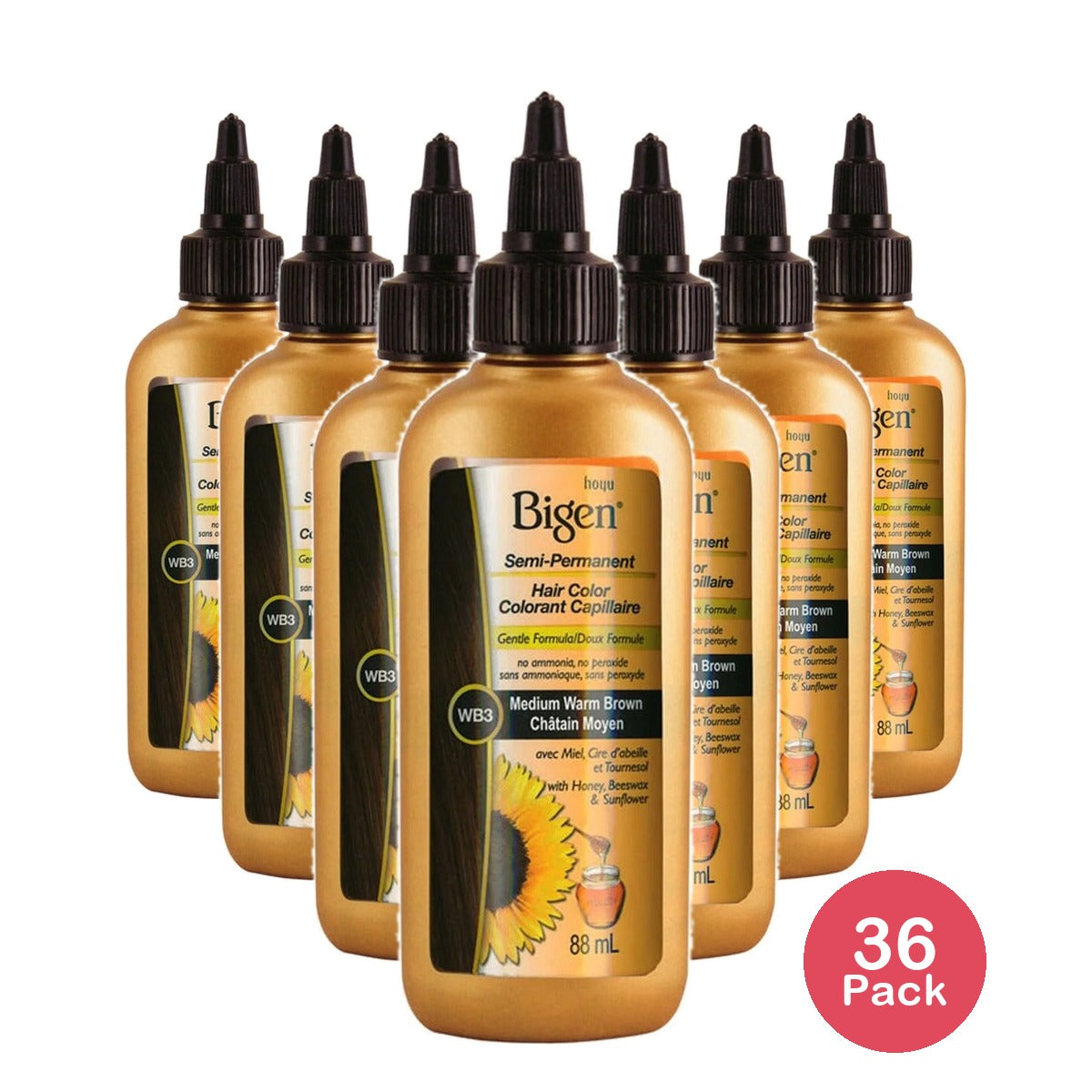 Bigen Semi Permanent Hair Color Medium Warm Brown 3 Oz (Pack of 36)