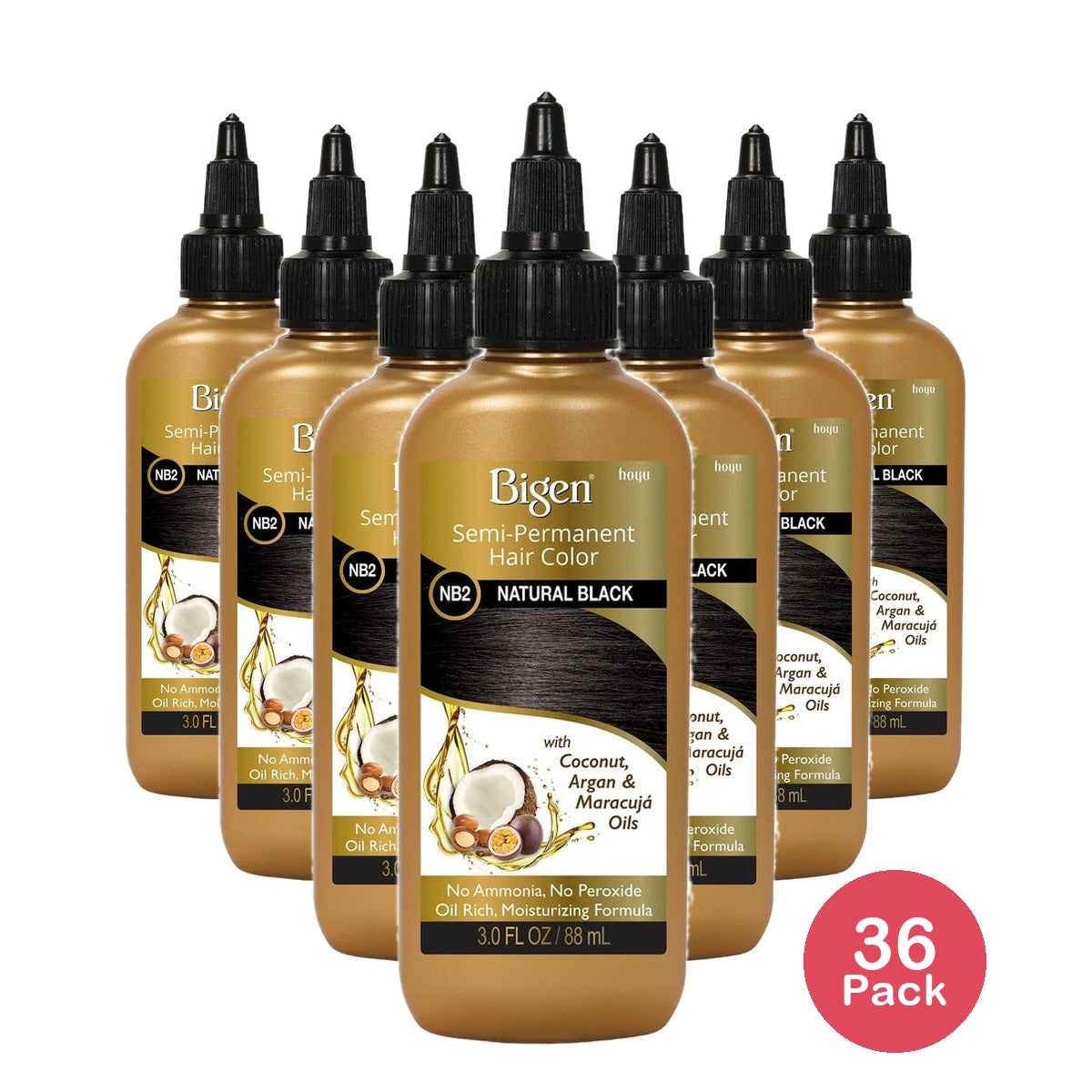Bigen Semi-Permanent Hair Color Natural Black 3.0 Oz (Pack of 36)