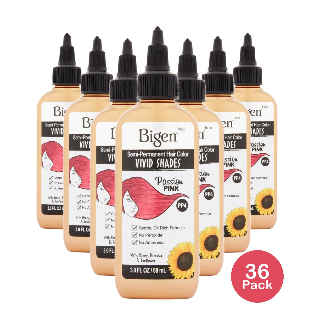 Bigen Semi-Permanent Hair Color Vivid Pink 3 Oz (Pack of 36)