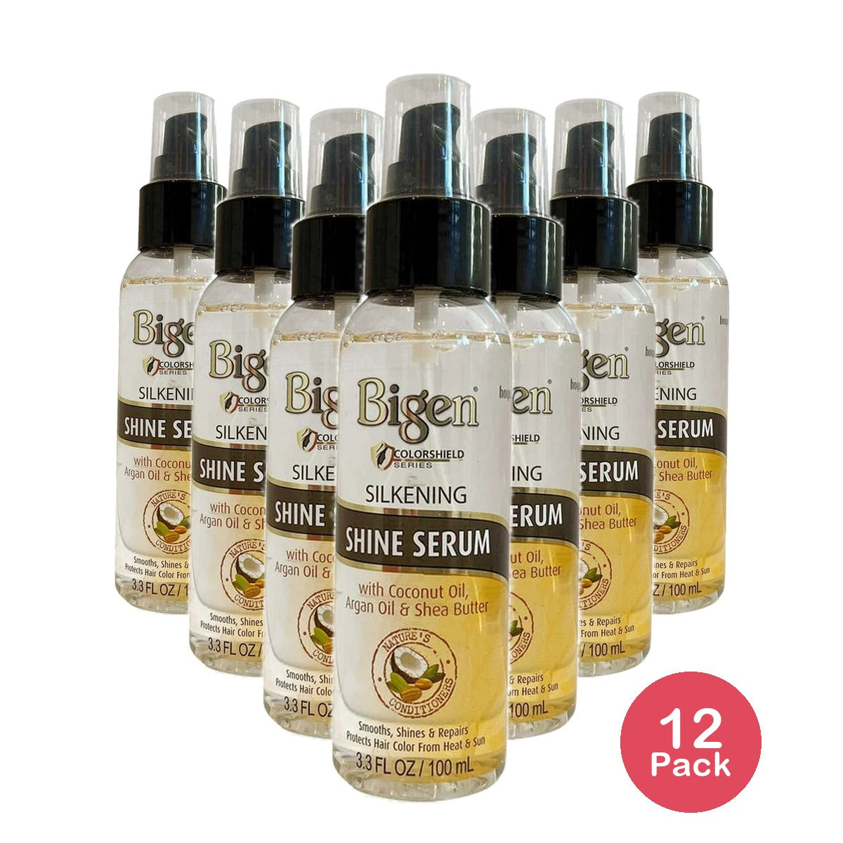 Bigen Shine Serum Smooths Hair Protects Color Silkening & Shine 3.3 Oz / 100 mL (Pack of 12)