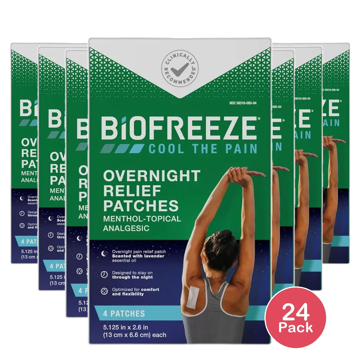 Biofreeze Overnight Joint and Muscle Pain Relief Patches 4oz (Pack of 24)