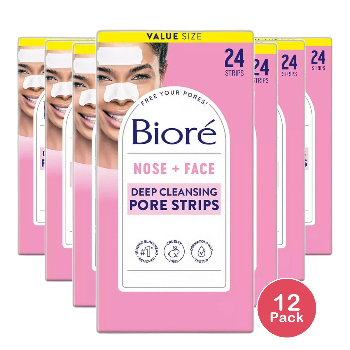 Biore Deep Cleansing Pore Strips 1.6Oz (Pack of 12)