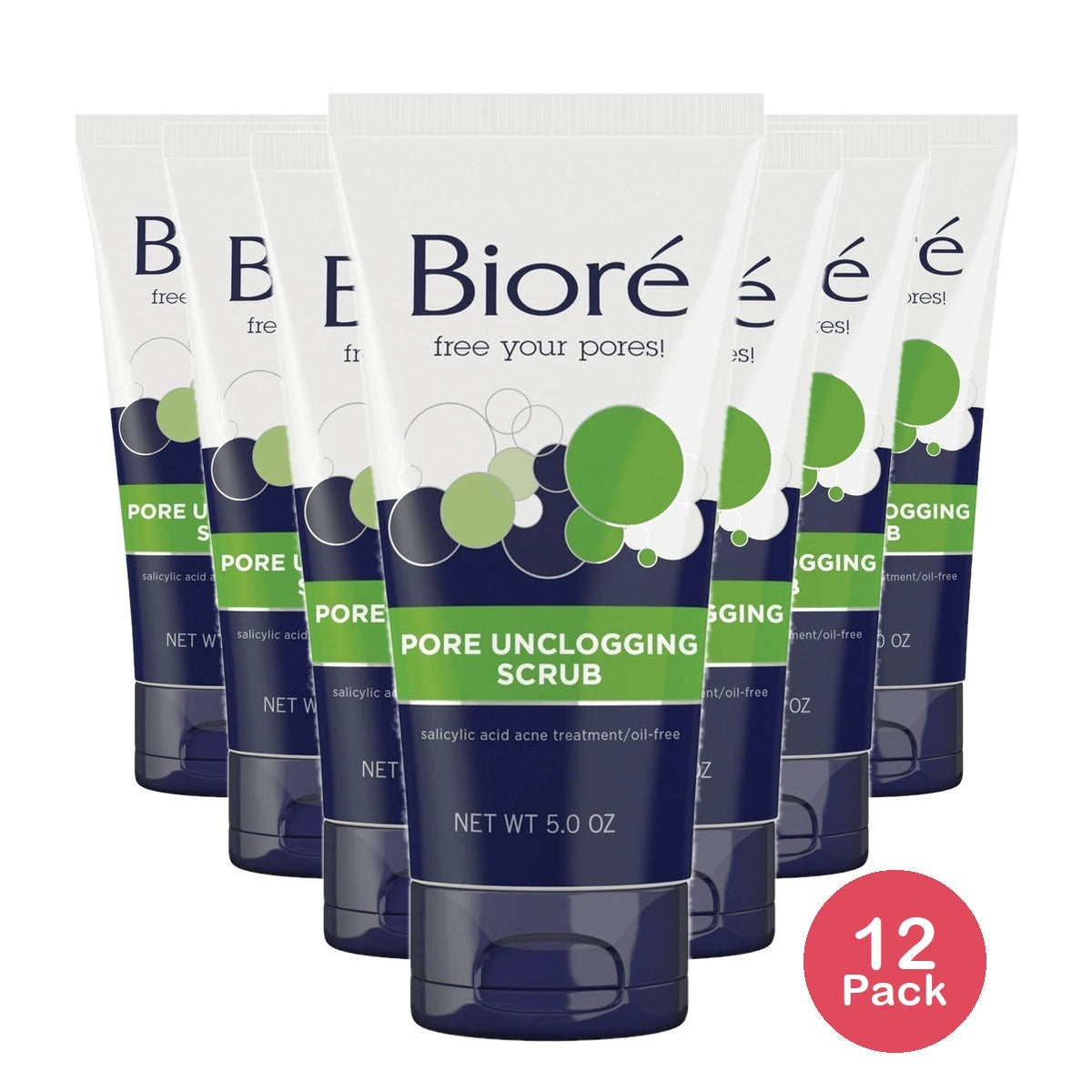 Bioré Pore Unclogging Scrub 2% Salicylic Acid Oil-Free Penetrates Pores 5 oz (Pack of 12)