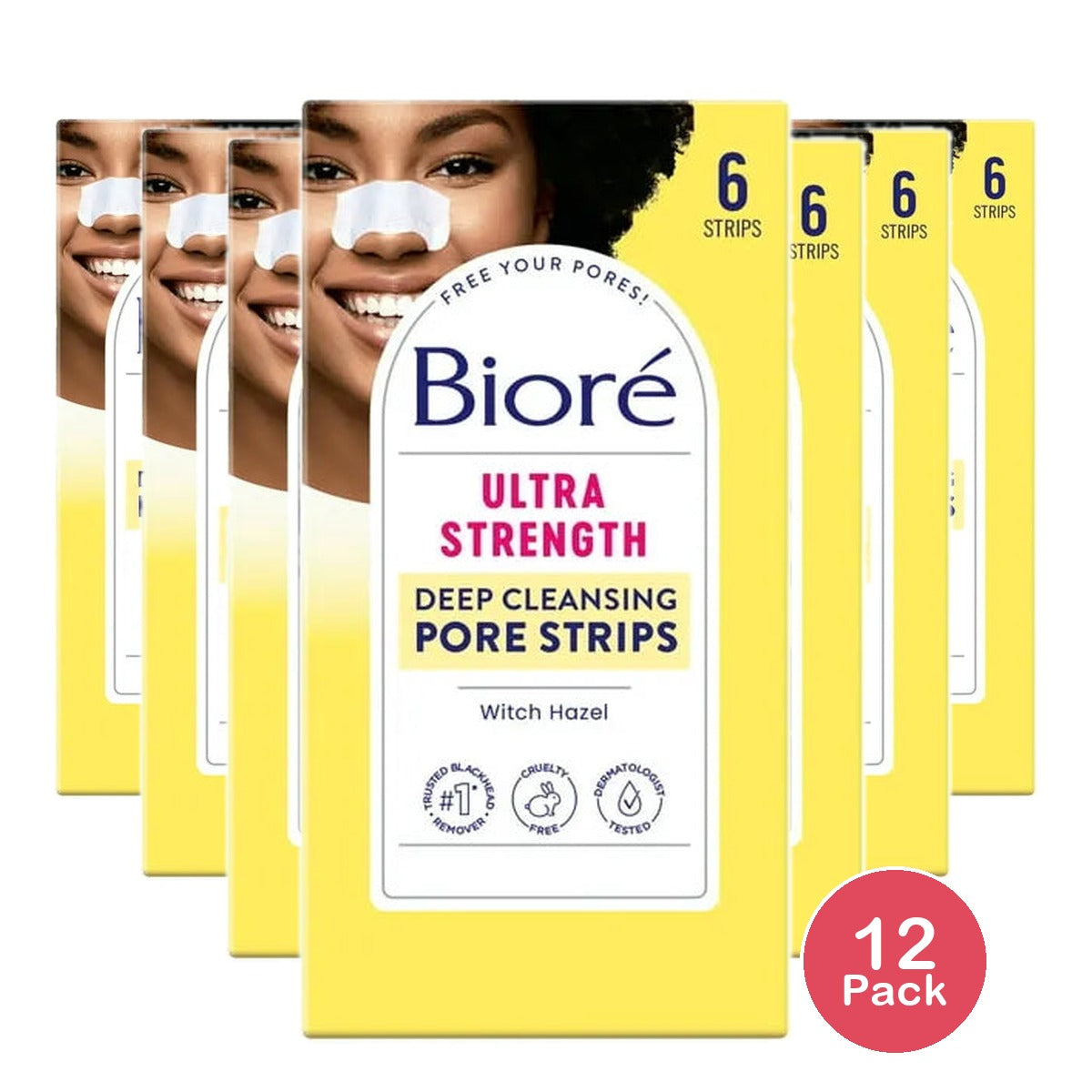 Biore Ultra Deep Cleansing Pore Strips For Nose 0.3Oz (Pack Of 12)