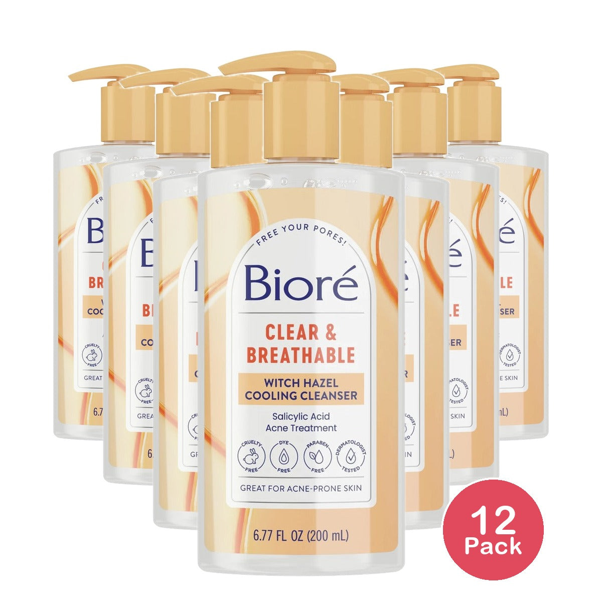 Biore Witch Hazel Pore Clarifying Cleanser 6.77 Oz (Pack of 12)