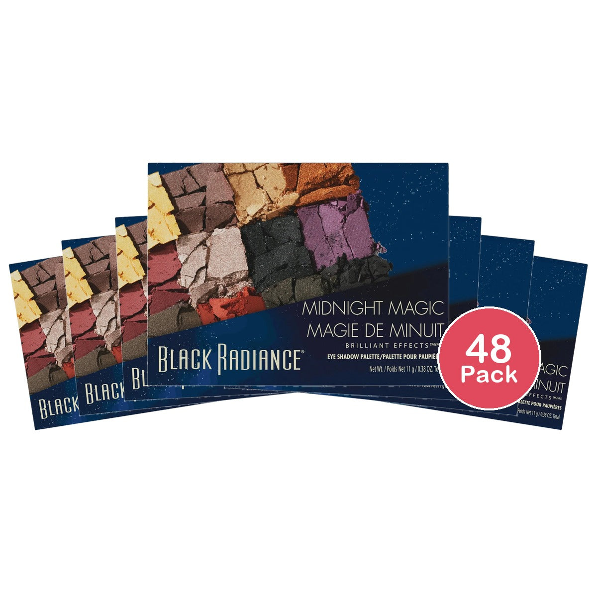 Black Radiance Brilliant Effects Eye Shadow Palette - Midnight Magic - 0.38oz (Pack of 48)
